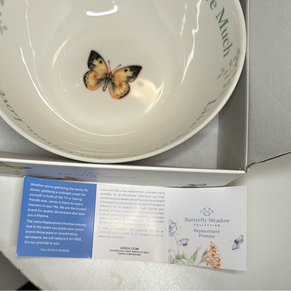 🦋 NIB Lenox Butterfly Meadow Sentiment Serving Bowl 🥣 - Picture 4 of 6
